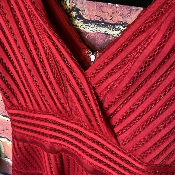 She + Sky Red Fit & Flare Skater Laser Cut Dress Size M - Picture 8 of 13